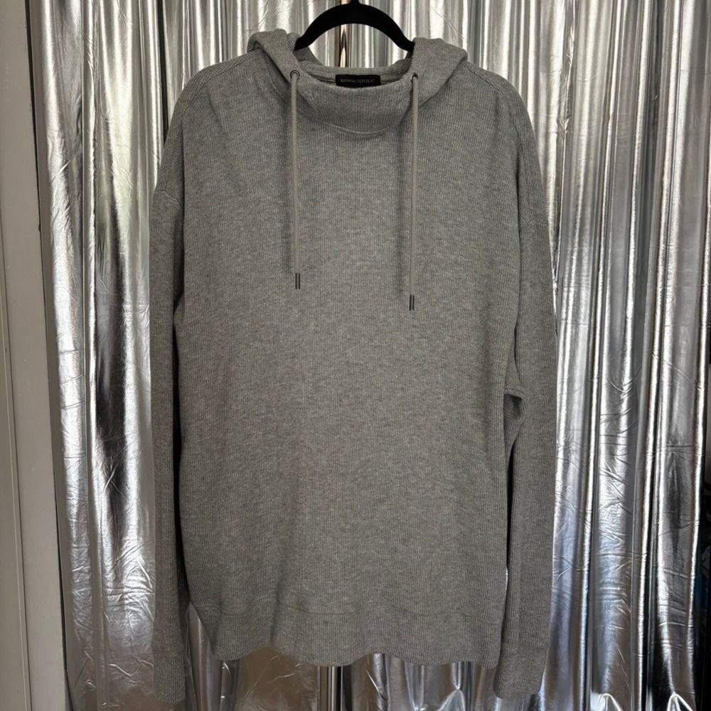 Banana Republic Gray Ribbed Knit Hoodie